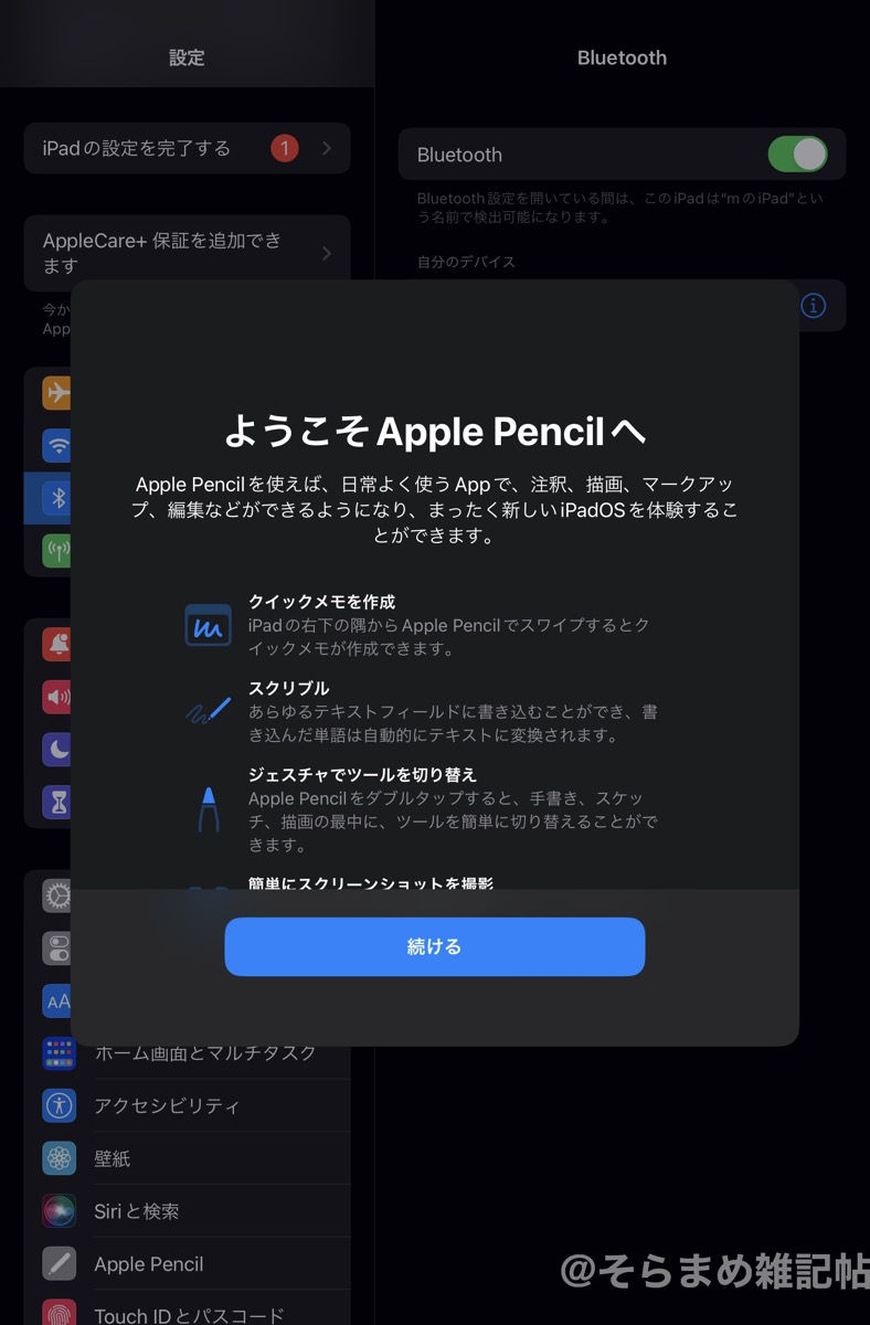 Apple Pencilをくっつけると歓迎される。